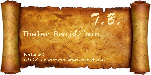 Thaler Benjámin névjegykártya